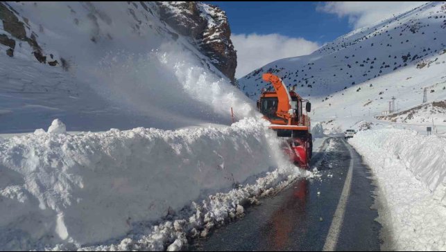 Van-Çatak yoluna düşen çığ temizleniyor