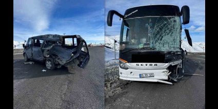 Kızıldağ'da otobüs ile minibüs çarpıştı: 3 yaralı
