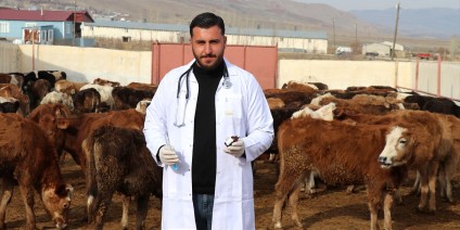 Genç veteriner, baba mesleği hayvancılığı modern yöntemlerle sürdürüyor