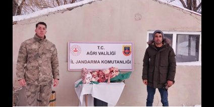 Diyadin'de uygunsuz şartlarda taşınan etlere el konuldu