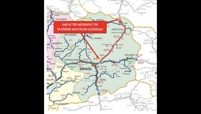 Bingöl-Erzurum karayolu tır trafiğine kapatıldı