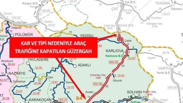 Bingöl-Erzurum karayolu trafiğe kapatıldı
