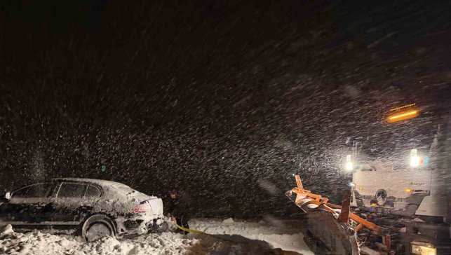 Başkale'de yoldan çıkan otomobil kara saplandı