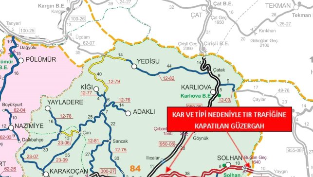 Bingöl-Muş karayolu tır trafiğine kapatıldı