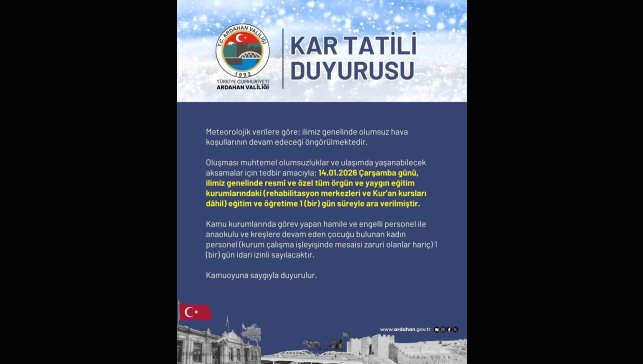 Ardahan'da eğitime kar engeli