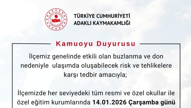 Bingöl'ün 3 ilçesinde eğitime 1 gün ara verildi