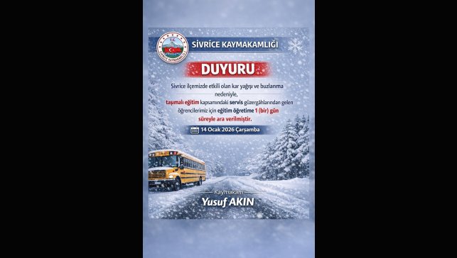 Elazığ'ın iki ilçesinde taşımalı eğitime ara verildi