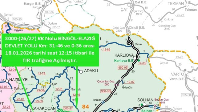 Bingöl'ün çevre illere tır trafiği açıldı