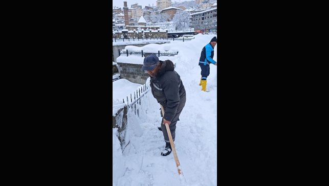 Bitlis'te kar temizliği türkü ile renklendi
