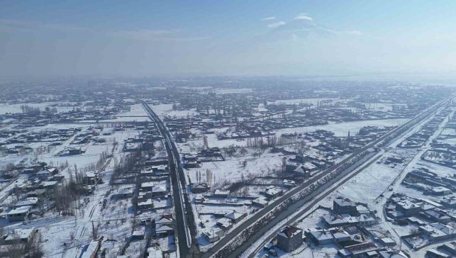 Iğdır'da kış güzelliği havadan görüntülendi