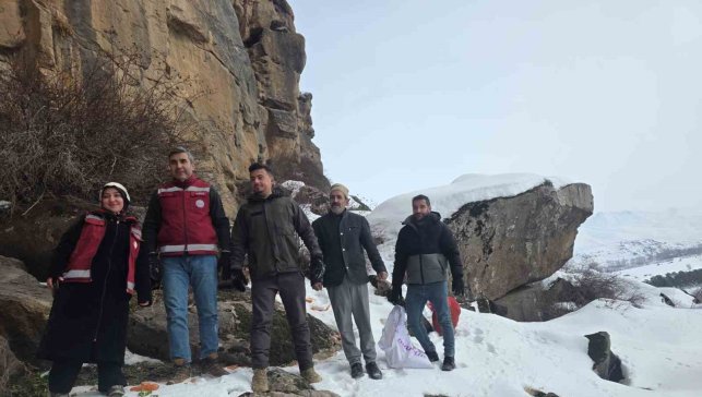 Muradiye'de yaban hayvanları için doğaya yem bırakıldı