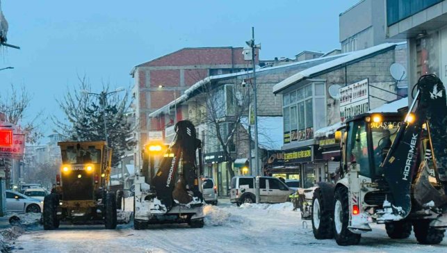 Patnos'ta kar yağışının ardından temizlik seferberliği