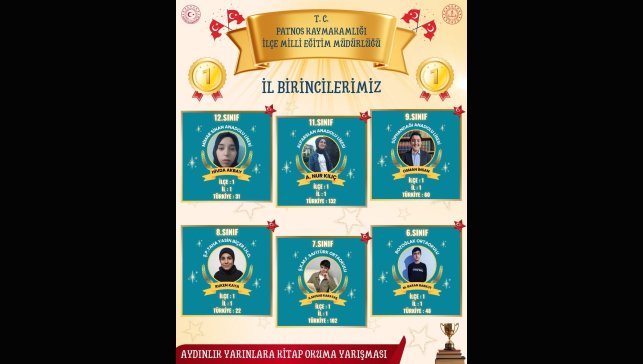 Patnos'ta aydınlık yarınlara adlı kitap okuma yarışması sonuçları açıklandı