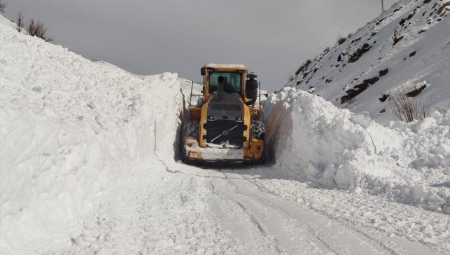 Hakkari'de mezra yoluna düşen çığ temizlendi 