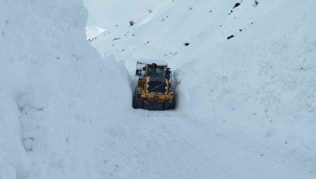 Yüksekova'da mezra yoluna düşen çığ temizlendi