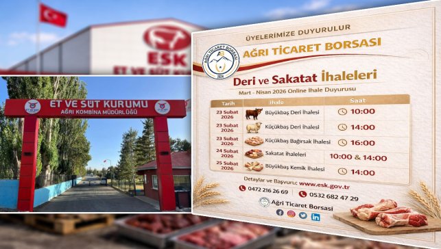 Et ve Süt Kurumu Ağrı Kombinası’ndan online ihale: Deri, sakatat ve kemik satış tarihleri belli oldu