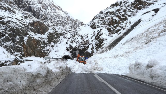 Hakkari-Van kara yolunda farklı noktalara düşen çığ temizlendi