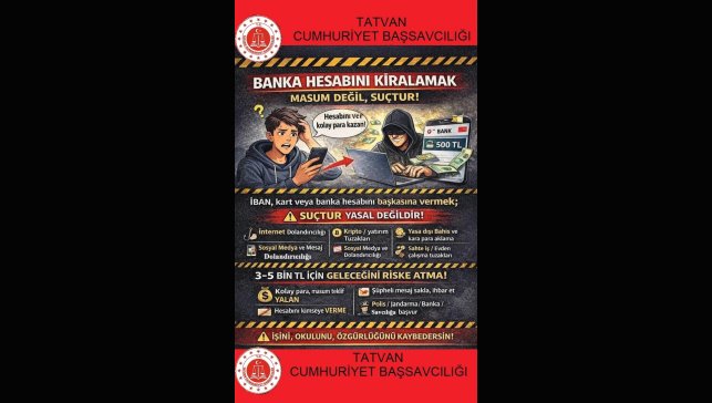 Tatvan Cumhuriyet Başsavcılığından dolandırıcılığa karşı bilgilendirme