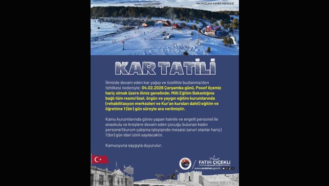 Ardahan'da eğitime kar engeli