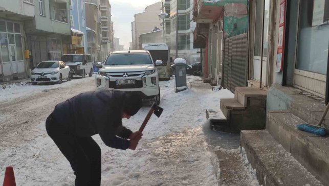 Ardahan'da dondurucu soğuk ağaçları kırağıyla kapladı