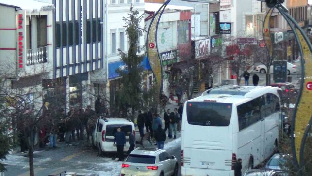 Kars'ta kontrolden çıkan araç ağaca çarparak durabildi