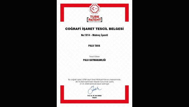 Palu Tava coğrafi işaret tescili aldı