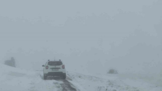 Elazığ'da kar yağışında mahsur kalan araç kurtarıldı