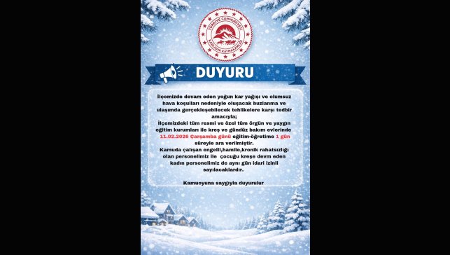 Karlıova'da eğitime 1 gün ara