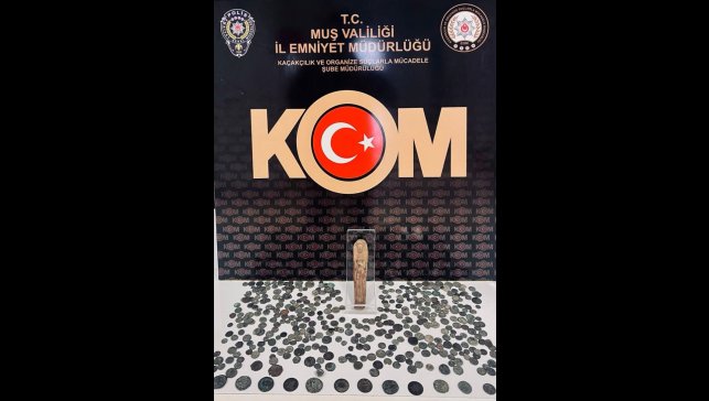 Muş'ta 414 sikke ve heykel ele geçirildi