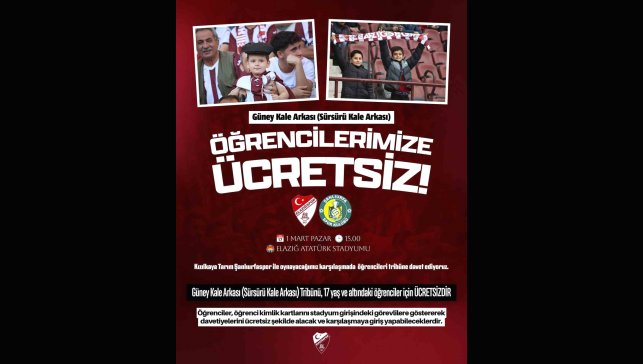 Elazığspor'dan 17 Yaş altı taraftarlara ücretsiz bilet