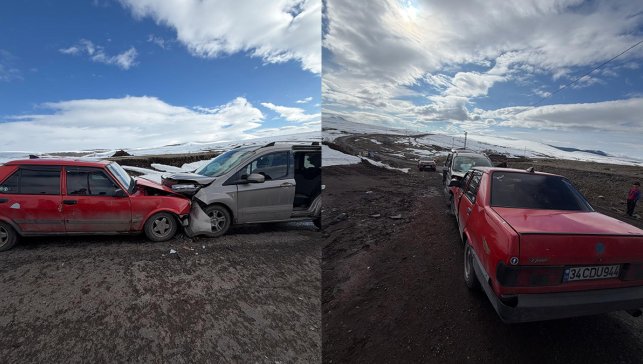 Ardahan'da iki otomobil kafa kafaya çarpıştı: 2 yaralı
