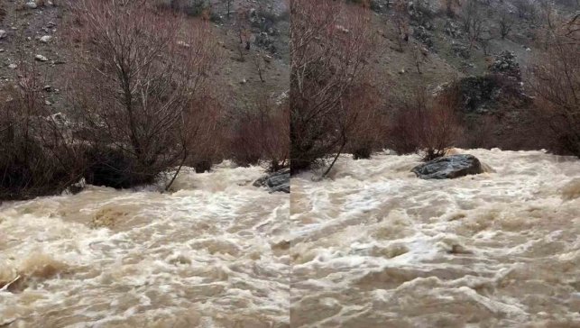 Elazığ’da yağışla derelerde su seviyesi yükseldi