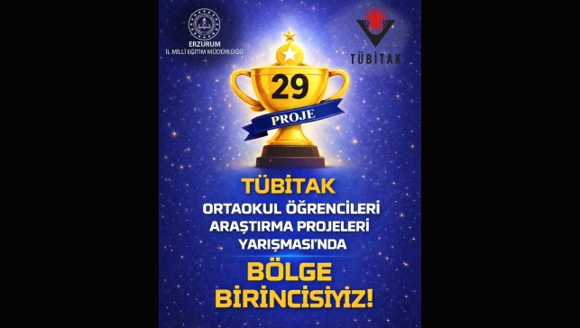 Erzurum, TÜBİTAK ortaokul proje yarışmasında bölge birincisi oldu
