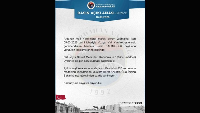 Vali yardımcısı görevden uzaklaştırıldı