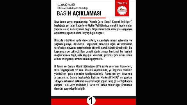 CİMER’e Şikayet Edildi, Elazığ Kapalı Çarşı’da Gıda Denetimi Yapıldı