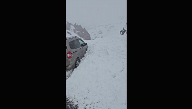 Erzurum'da yola çığ düştü