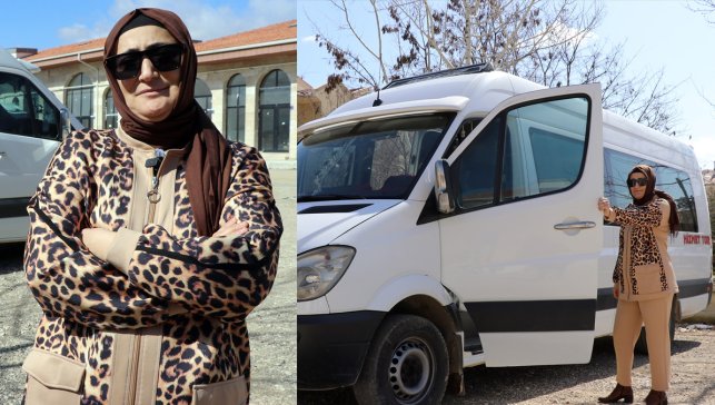 Eşinden devraldığı minibüsle direksiyona geçti, 5 yıldır öğrencileri taşıyor