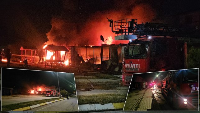 Erzincan’da inşaat alanında yangın: İşçilerin kaldığı konteynerler kullanılamaz hale geldi