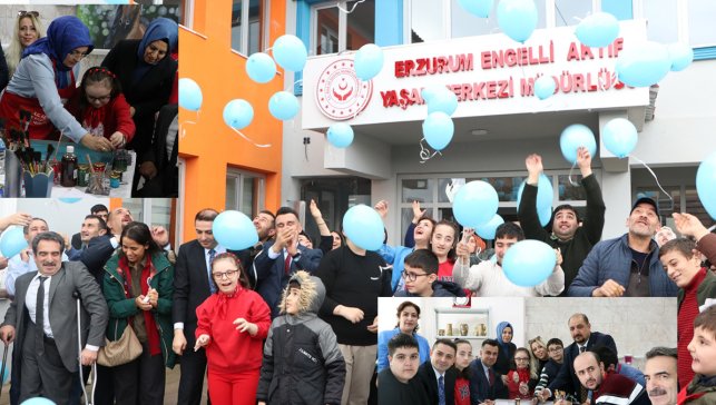 Erzurum’da otizmli bireylerden anlamlı farkındalık etkinliği: Gökyüzüne mavi balonlar bırakıldı