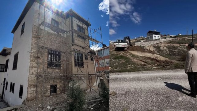 Ağın’da tarihi Ekrem İspir Konağı’nda dış cephe restorasyonu sürüyor