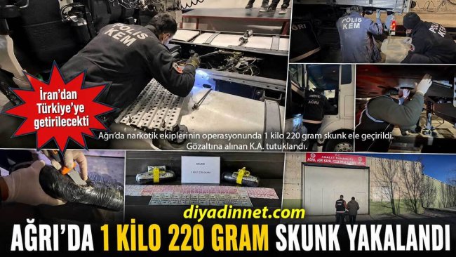 Ağrı Emniyetinden Uyuşturucu Operasyonu: 1 Kilo 220 Gram Skunk Ele Geçirildi