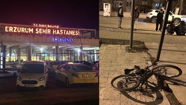 Erzurum'da otomobilin çarptığı 10 yaşındaki bisikletli çocuk ağır yaralandı