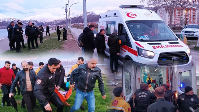Tatvan'da Van Gölü’ne kıyafetleriyle girdi, donma tehlikesi geçirdi