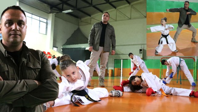 Elazığ'da Polis memuru karate antrenörü Turgut Gürgöze, yetiştirdiği sporcuları milli takım yoluna taşıyor