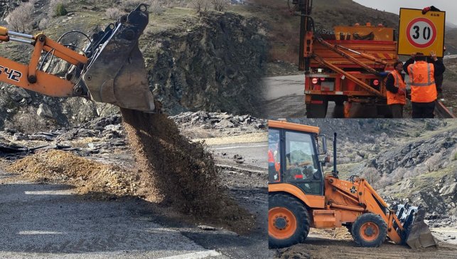 Hakkari-Van kara yolunda çökme meydana geldi, ekipler çalışma başlattı