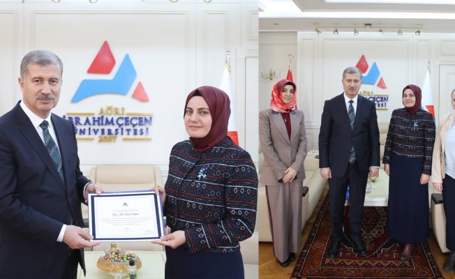 AİÇÜ’de Doç. Dr. Ebru Erdemir’e kitap bağış kampanyası dolayısıyla teşekkür belgesi