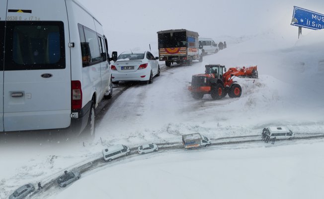 Muş'ta kar ve tipide mahsur kalan 10 araçtaki yaklaşık 50 kişi kurtarıldı