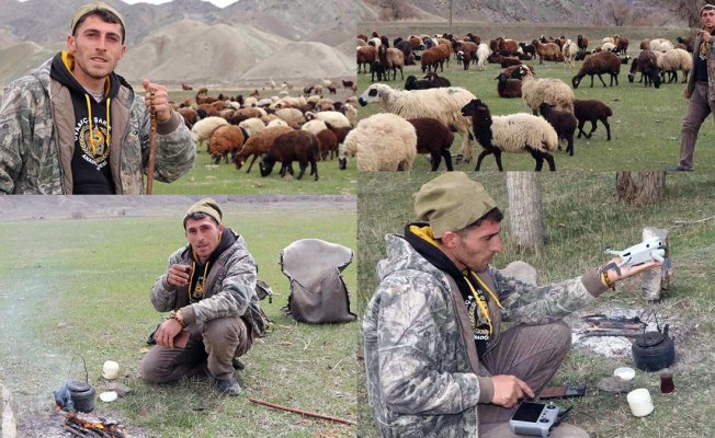 Erzurum'da saksağandan ilham alan çoban İsmail Akkaş, şimdi koyun sürüsünü drone ile yönetiyor
