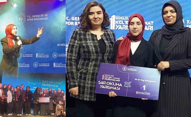 Kars'ta Aleyna Kurtbaş şiir okuma yarışmasında bölge birincisi oldu, Türkiye finallerine kaldı