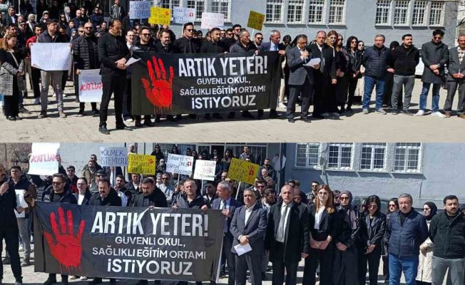 Diyadin'de eğitimciler, Siverek'teki okul saldırısını protesto etti